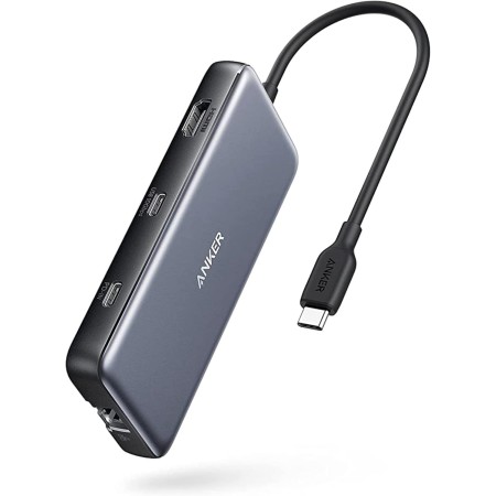 Anker 555 USB-C Hub (8 en 1) PowerExpand Adapter, 100W Power Delivery, 4K 60Hz HDMI, 10Gbps USB-C & 2 Puertos USB-A,Puerto