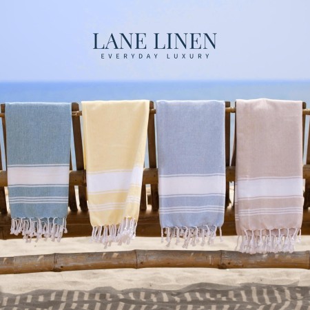 LANE LINEN Toalla de playa 100% algodón con bolsa, 6 toallas de gran tamaño de 39 x 71 pulgadas, absorbente de piscina, extra