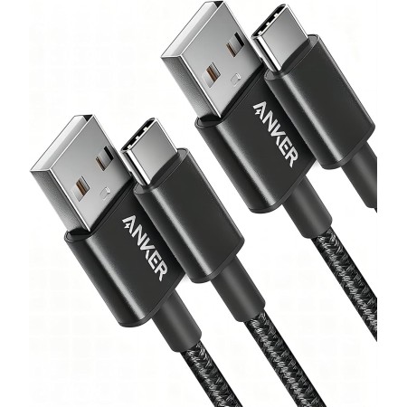 Anker cable usb c, paquete de 2 cable USB-C a USB-A, Cable usb 2.0 de Nylon, para iPhone 16, 16 Plus, 16 Pro, 16 Pro Max,