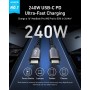 Anker Prime Cable USB-C a USB-C, Cable USB-C de Carga Rápida de 240 W y 6 Pies, Nailon Trenzado Reciclado de Alta Durabilidad