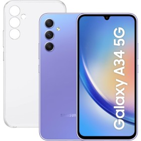 SAMSUNG Galaxy A34 5G (256GB, 8 GB de RAM) + Funda - Smartphone Android Color Violeta, Pantalla Super AMOLED de 6,6 Pulgadas,