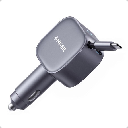 Anker Cargador Coche Cargador USB C 75W, Cargador Mechero Rápido Tipo-C Ultra Compacto con Cable Retráctil, Adaptador de Coche