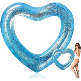 Flotador Hinchable en Forma de corazón, Anillos de natación inflables, 120 cm de diámetro Anillo de natación Transparente, para