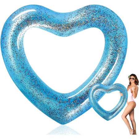 Flotador Hinchable en Forma de corazón, Anillos de natación inflables, 120 cm de diámetro Anillo de natación Transparente, para