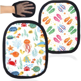Gosknor 2 Bolsas para Quitar Arena Playa, Fáciles Guantes Quitar Arena con Bolsa Cordón de Secado Rápido y Reutilizables para