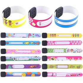 Pulseras Identificativas Niños SJBAUTYO - Antiperdida y de Emergencia, Reutilizables e Impermeables. Ideal para Viajes, Juegos y
