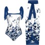 uxxnjfg Bañador Natacion Conjunto Mujer Vestir Dos Piezas Verano Sexy Reductores Barriga Swimsuit Estampado Flores Bañador