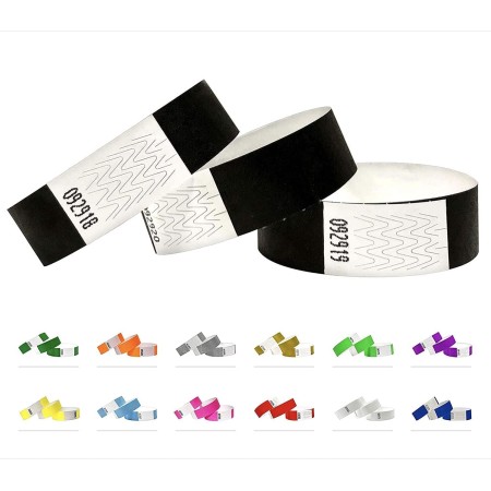 Tyvek Pulseras – 500 unidades – Tyvek pulseras para eventos (Negro, 500 Pack)