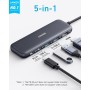 Anker Hub USB C, 332 Hub USB 5 en 1 con Pantalla HDMI 4K, Puerto de Datos de 5 Gbps y 2 Puertos USB-A para MacBook Pro, Air,