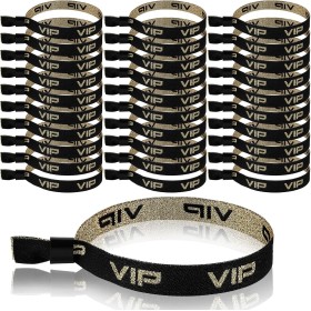 Chunyin 30 Pulseras de Entrada VIP Bandas de Entrada de Tela Cintas Identificativas de Oro Negro Pulseras de Identificación con