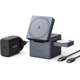 Anker MagGo Cargador Inalambrico iPhone Cubo 3 en 1 con MagSafe 15W, Potencia de Carga Máxima Inalámbrica, Compatible con iPhone