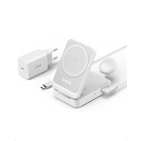 Anker MagGo Cargador Inalámbrico iPhone 3 en 1 con MagSafe 15W, Cargador Magsafe Soporte de Carga Certificado Qi2, iPhone