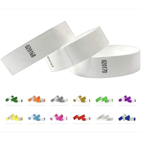 Tyvek Pulseras - 500 unidades - Blanca - Tyvek pulseras para eventos