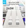 Anker Cable USB C a USB C Trenzado Reciclado de 240 W, Cable de Carga Rápida con Cargador de Tipo C para iPhone 16/16 Pro/16