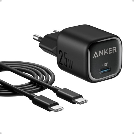 Anker Cargador USB C de 25 W Bloque, Compacto, Admite Carga Rápida PPS para Galaxy S24/Z Fold/Z Flip/Tab, iPhone (Cable USB C de