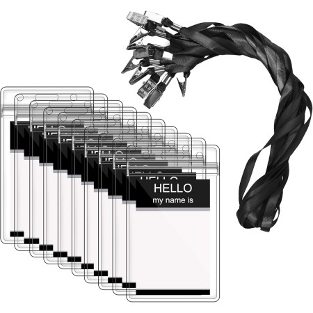Zalava - 40 soportes para tarjetas de identificación con cordones, soporte de tarjeta de identificación de plástico transparente