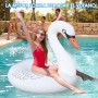 DeeprBling Cisne Hinchable Piscina con Luces Solar que Cambian de Color, Flotador Cisne Gigante para Adulto, Cisne Inflable