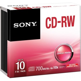 Sony 10CRW80SHS - CD-RW vírgenes (CD-RW, 700 MB, 10 Pieza(s), 120 mm, 1,2 mm, 1,2 m/s)