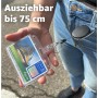 Juego de 4 portatarjetas con clip de plástico rígido, llavero extensible de plástico rígido, portatarjetas de identificación