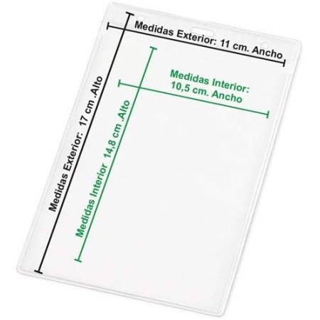 Funda A6 acreditación o identificador vertical 11 x 17 cm. pack de 50 unidades