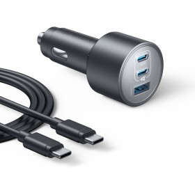 Anker Cargador de Coche USB-C, Cargador de Coche Rápido Tipo-C Ultracompacto 3 Puertos 167,5 W Máxi. para MacBook Pro/Air,