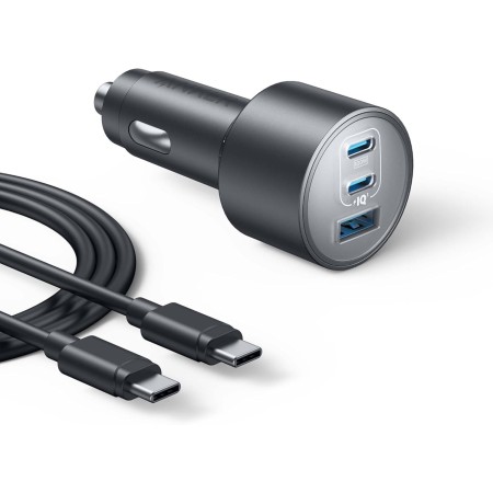 Anker Cargador de Coche USB-C, Cargador de Coche Rápido Tipo-C Ultracompacto 3 Puertos 167,5 W Máxi. para MacBook Pro/Air,