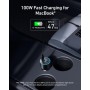 Anker Cargador de Coche USB-C, Cargador de Coche Rápido Tipo-C Ultracompacto 3 Puertos 167,5 W Máxi. para MacBook Pro/Air,