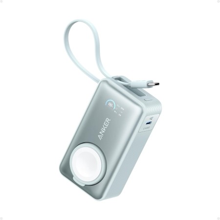 Anker MagGo Power Bank para Apple Watch, Batería Compacta de 10.000 mAh con Certificación Oficial y Cable USB-C Integrado, 35 W