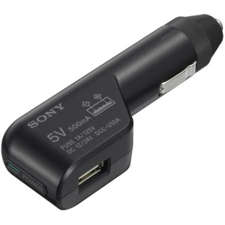 Sony DCC-U50A - Adaptador de corriente USB para el coche (5V, 500 mA), color negro
