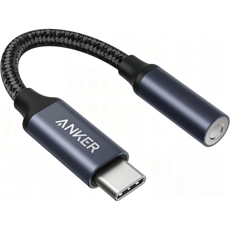 Anker USB-C auf 3.5mm Audio Adapter auf weiblichen Stecker, Nylon Kabel, kompatibel mit Samsung S20/S20+/S20 Ultra, Pixel 4/ +