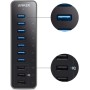 Hub USB 10 Puertos, Anker, con 7 Puertos de Hub USB 3.0, 60W, 3 Puertos de Carga rápida PowerIQ para iPhone, iPad, Samsung,