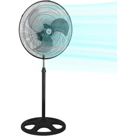 Artebeads Standing Fans Powerful 18 Inch 80 W 3 Speeds Oscillating Fan with Stable Base Height Adjustable (58-90 cm) Removable