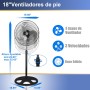 Artebeads Standing Fans Powerful 18 Inch 80 W 3 Speeds Oscillating Fan with Stable Base Height Adjustable (58-90 cm) Removable