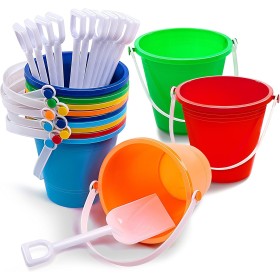 Sloosh 12 Juegos de Cubos de Arena con Palas para Niños Cubos de Playa Juguetes Regalos para Fiestas Juego de Cubos de Plástico