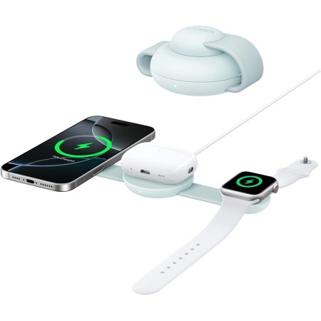 Anker MagGo Cargador Inalámbrico iPhone Estación de Carga Inalámbrica 3 en 1 Compatible con MagSafe Qi2 15W, Base de Carga