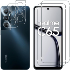 Lutree para Realme C65 Cristal Templado, 2+2 Piezas Protector de Pantalla + Protector de Lente de Cámara, Dureza 9H HD