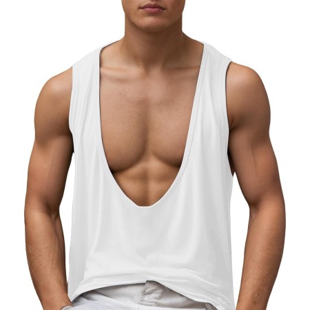 Rrongwn Camiseta de tirantes para hombre, sin mangas, cuello en V, camiseta de verano, tiempo libre, playas de arena sueltas