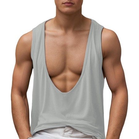 Rrongwn Camiseta de tirantes para hombre, sin mangas, cuello en V, camiseta de verano, tiempo libre, playas de arena sueltas