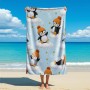 Kawaii - Toalla de playa de pingüino 3D - Toalla de playa de microfibra de gran tamaño con estampado de pingüinos de dibujos