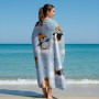 Kawaii - Toalla de playa de pingüino 3D - Toalla de playa de microfibra de gran tamaño con estampado de pingüinos de dibujos