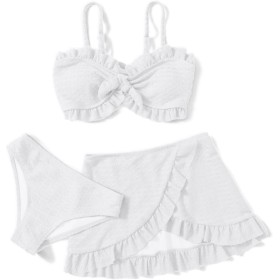 Arshiner Conjunto de Bikini de 3 Piezas con Tirantes y Adornos de Volantes para Niñas Bañador de Playa de Verano Top+Rocks