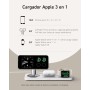 Anker Estación de Cargador Inalambrico iPhone 3 en 1 Plegable, Soporte de Carga Ultrarápida 15W Certificado Qi2 para iPhone