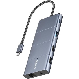 Anker 565Hub USBC11en 1,Docking station,puertos de USB-C y USB-A de10 Gbps,HDMI 4Ky DisplayPort, suministro de energía de100W,2