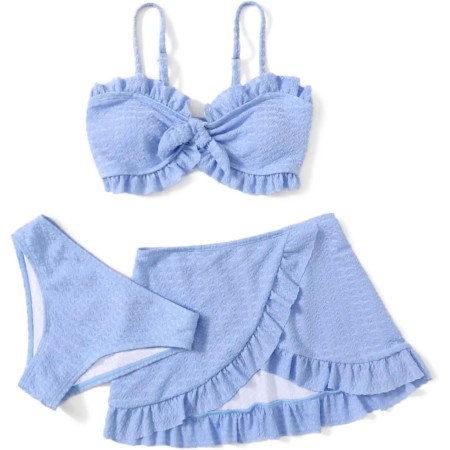 Arshiner Conjunto de Bikini de 3 Piezas con Tirantes y Adornos de Volantes para Niñas Bañador de Playa de Verano Top+Rocks