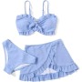 Arshiner Conjunto de Bikini de 3 Piezas con Tirantes y Adornos de Volantes para Niñas Bañador de Playa de Verano Top+Rocks