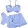 Arshiner Conjunto de Bikini de 3 Piezas con Tirantes y Adornos de Volantes para Niñas Bañador de Playa de Verano Top+Rocks