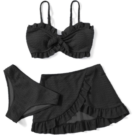 Arshiner Conjunto de Bikini de 3 Piezas con Tirantes y Adornos de Volantes para Niñas Bañador de Playa de Verano Top+Rocks