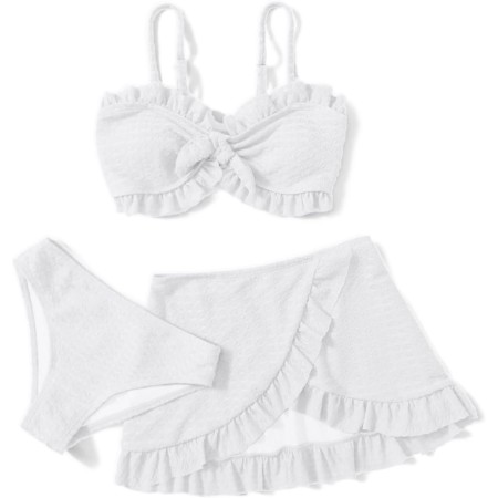 Arshiner Conjunto de Bikini de 3 Piezas con Tirantes y Adornos de Volantes para Niñas Bañador de Playa de Verano Top+Rocks