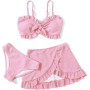 Arshiner Conjunto de Bikini de 3 Piezas con Tirantes y Adornos de Volantes para Niñas Bañador de Playa de Verano Top+Rocks