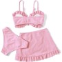 Arshiner Conjunto de Bikini de 3 Piezas con Tirantes y Adornos de Volantes para Niñas Bañador de Playa de Verano Top+Rocks